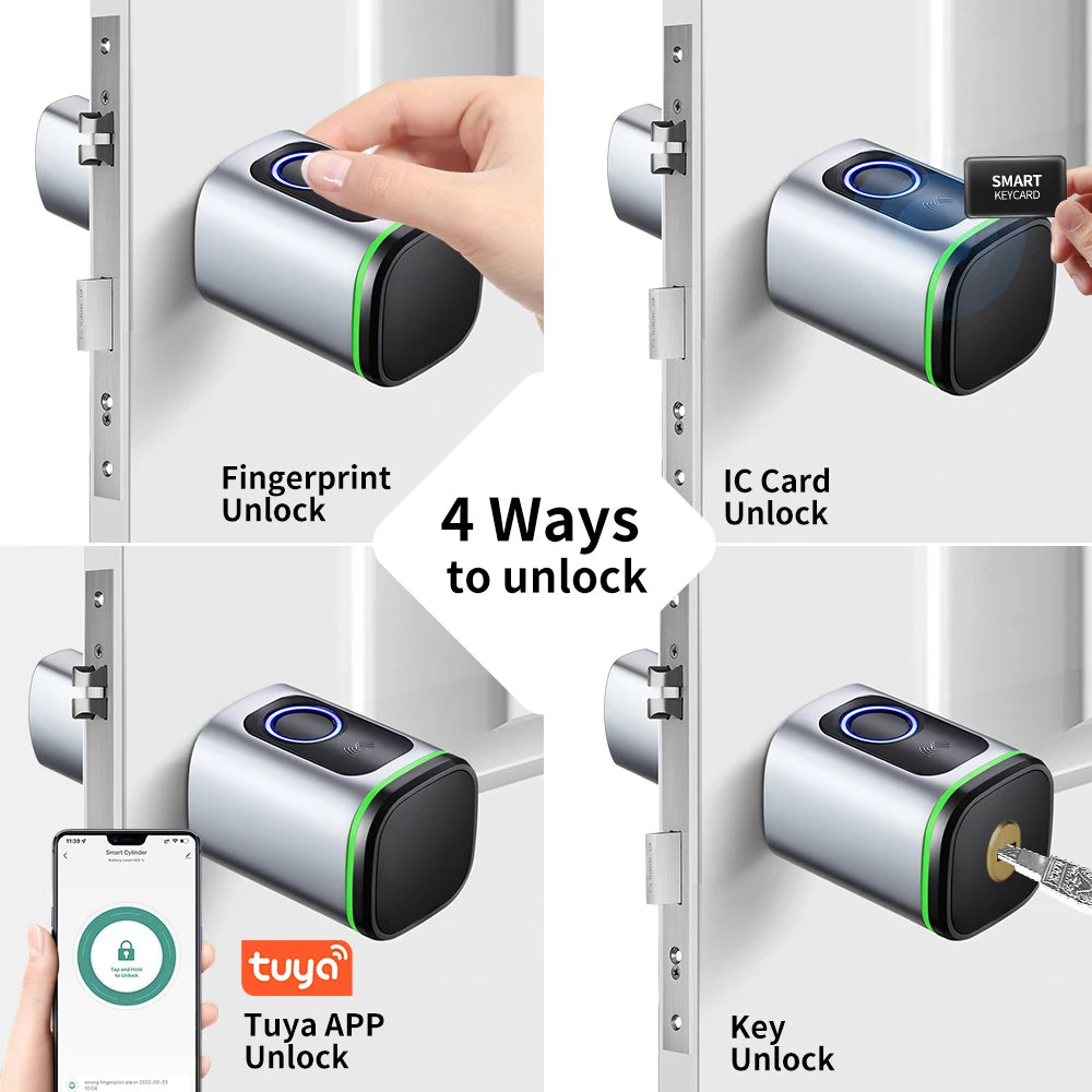 Tuya Smart Cylinder Lock – Bluetooth, Fingerprint & IC Card