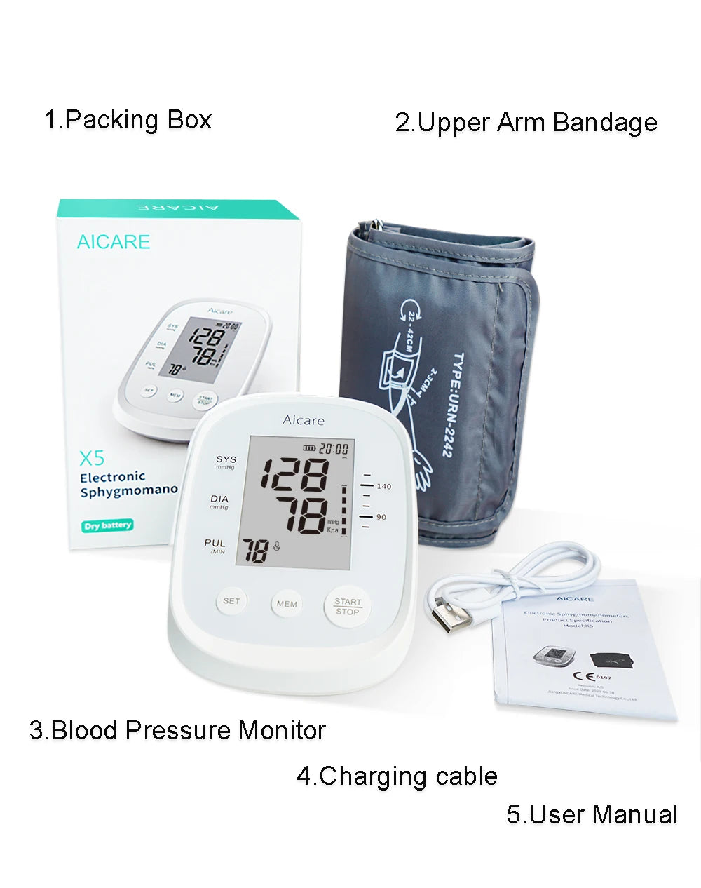 AICARE Digital Upper Arm Blood Pressure Monitor