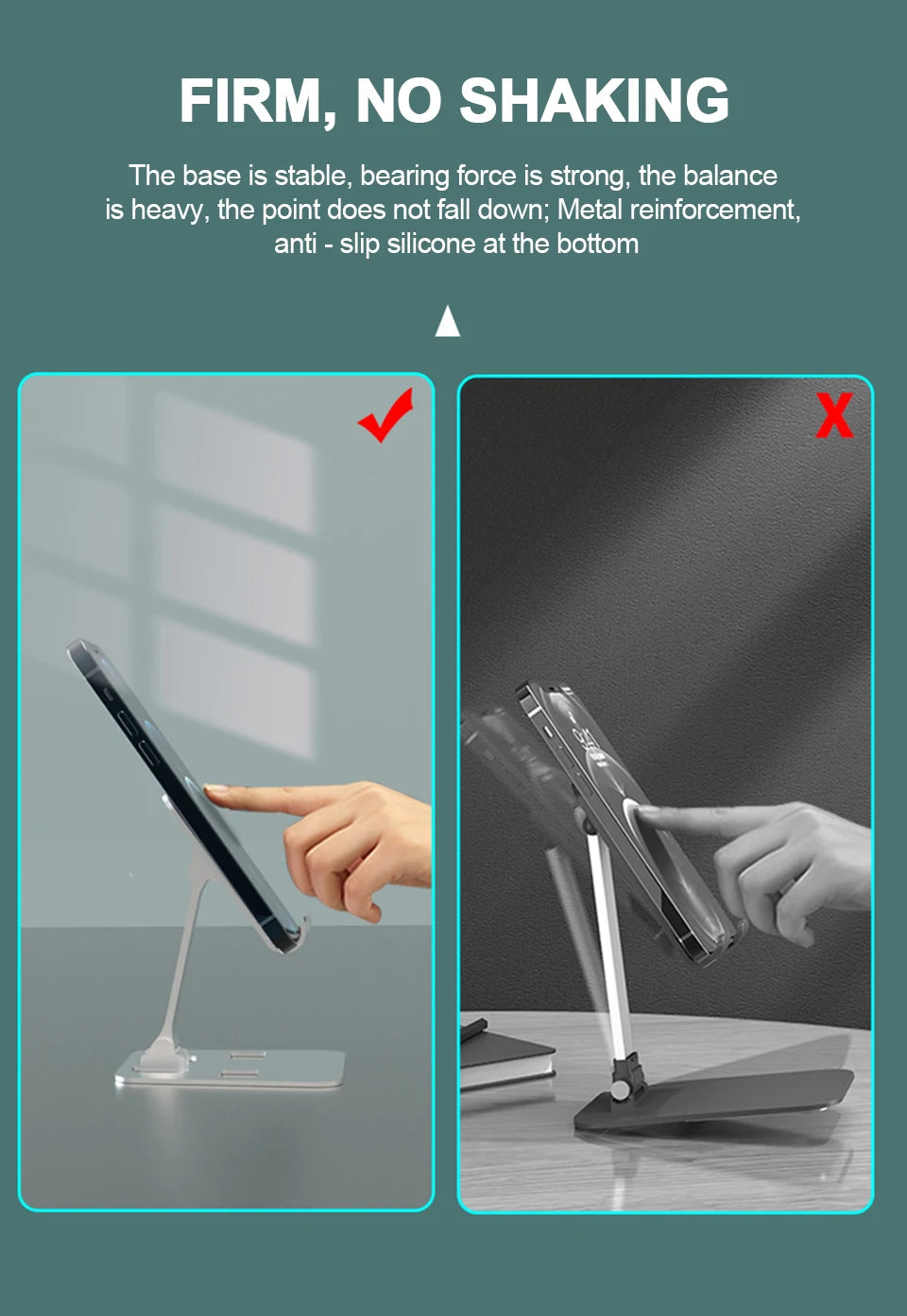 Universal Foldable Aluminum Desk Phone & Tablet Stand – Adjustable Metal Holder