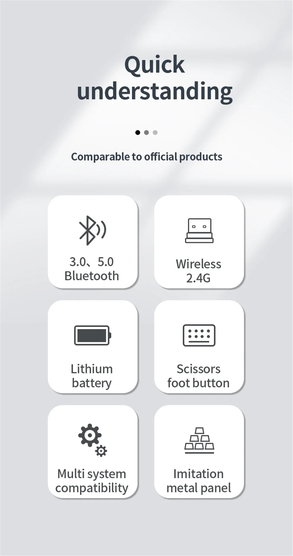 Gray Bluetooth 5.0 & 2.4G Wireless Keyboard & Mouse Combo – Rechargeable, Full-Size