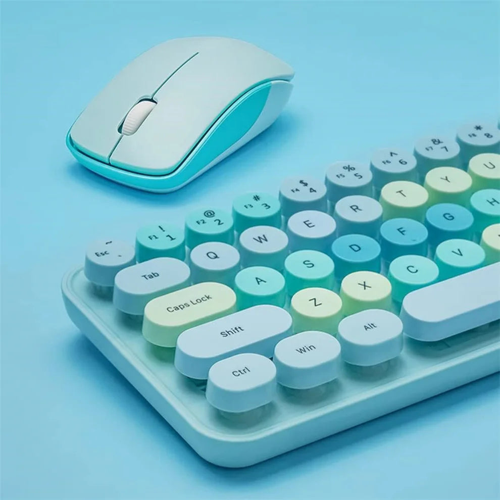 Gray Bluetooth 5.0 & 2.4G Wireless Keyboard & Mouse Combo – Rechargeable, Full-Size