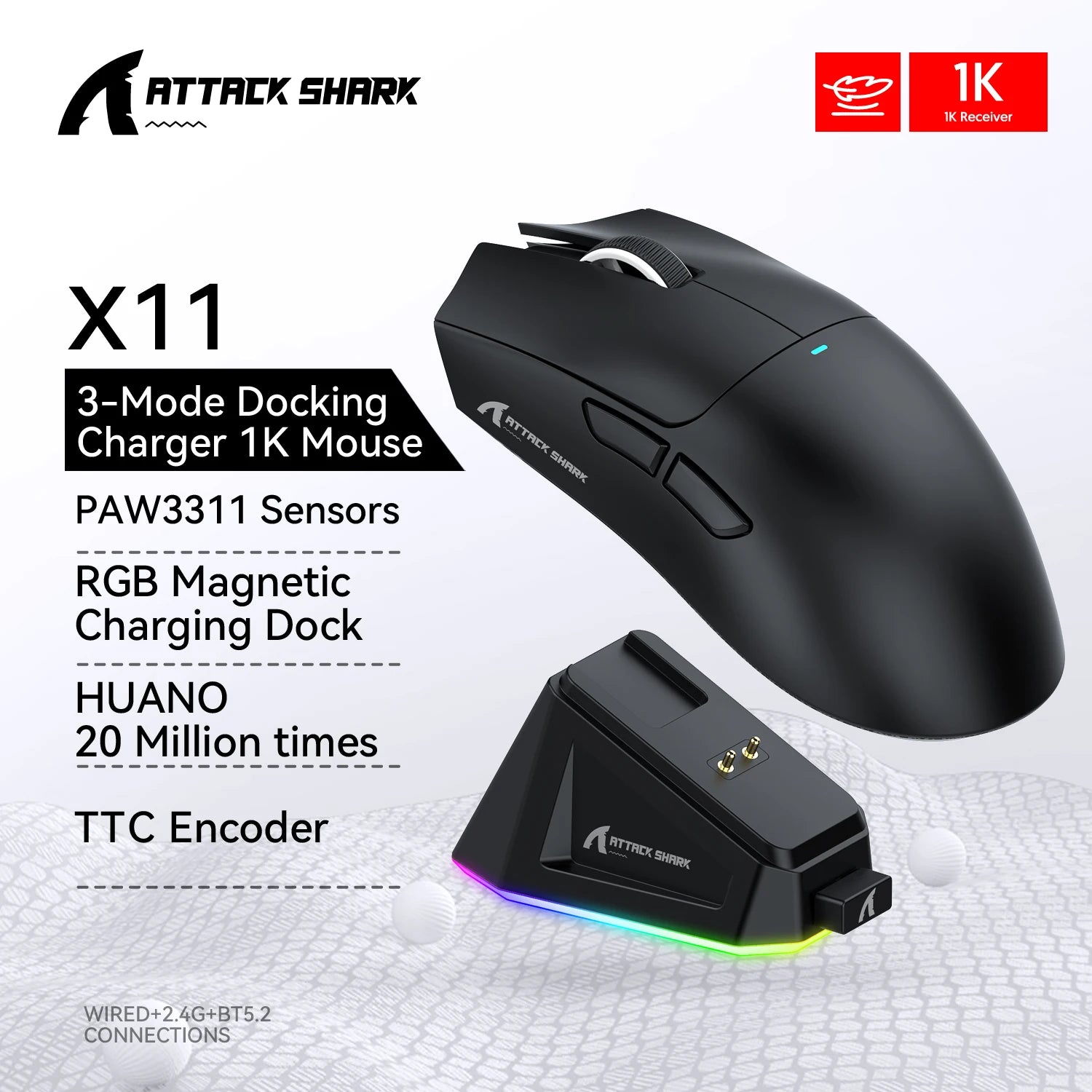 Attack Shark X11 PAW3311 Wireless Gaming Mouse