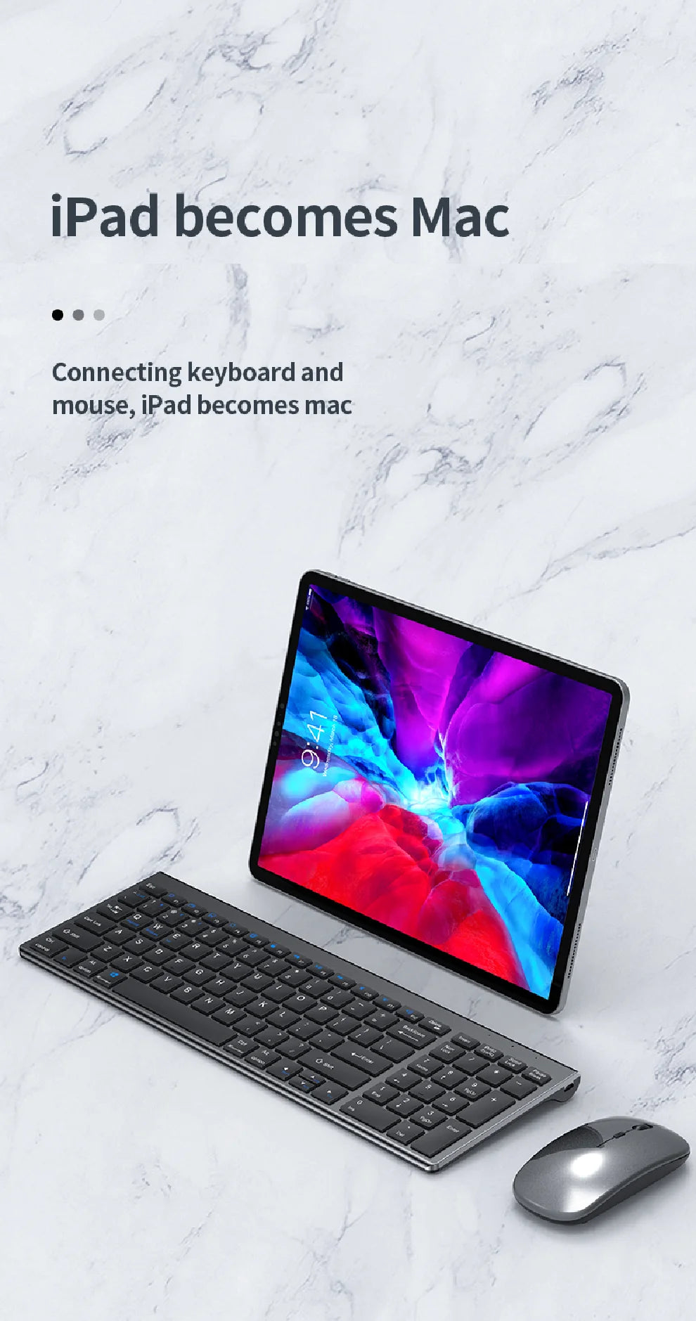 Gray Bluetooth 5.0 & 2.4G Wireless Keyboard & Mouse Combo – Rechargeable, Full-Size