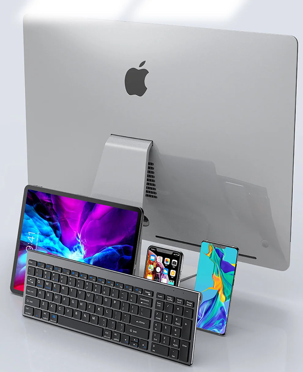 Jomaa Slim Wireless Keyboard & Mouse Set – Rechargeable Bluetooth + 2.4G Combo