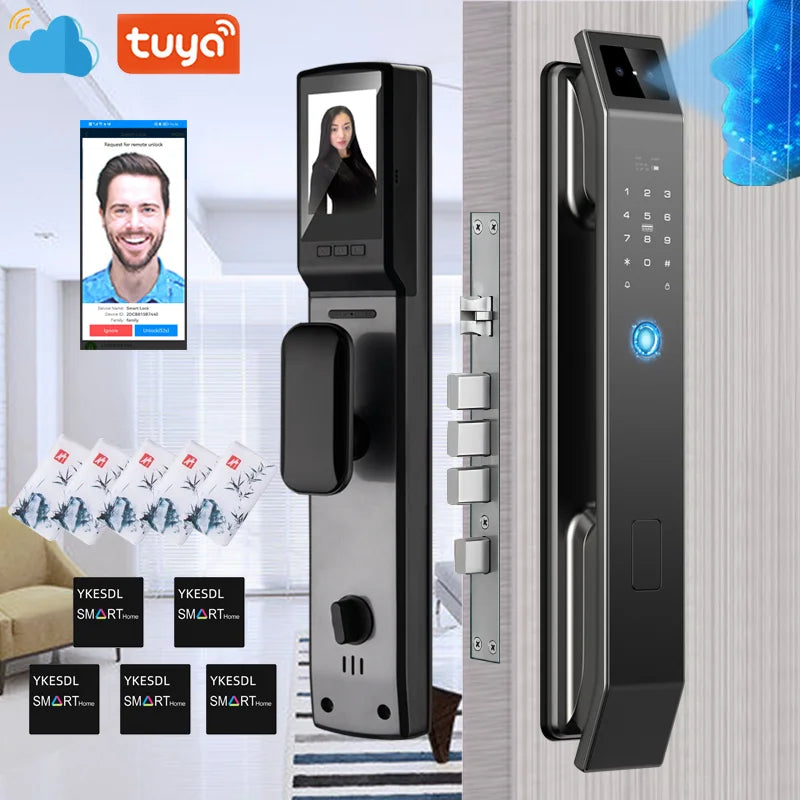 3D Face Recognition Smart Door Lock – Camera, Fingerprint & Keyless Entry