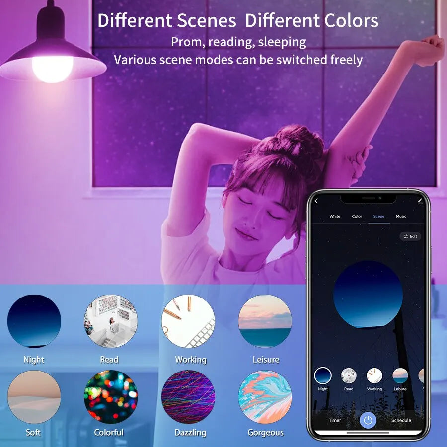 Tuya Smart RGB LED Bulb – E27, App & Voice Control