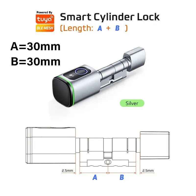 Tuya Smart Cylinder Lock – Bluetooth, Fingerprint & IC Card