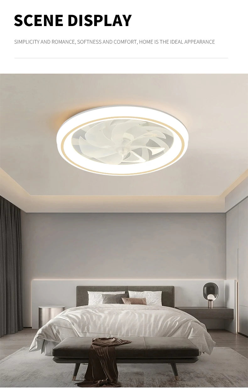 Modern LED Ceiling Fan Light – Remote Control, Smart Home Ready