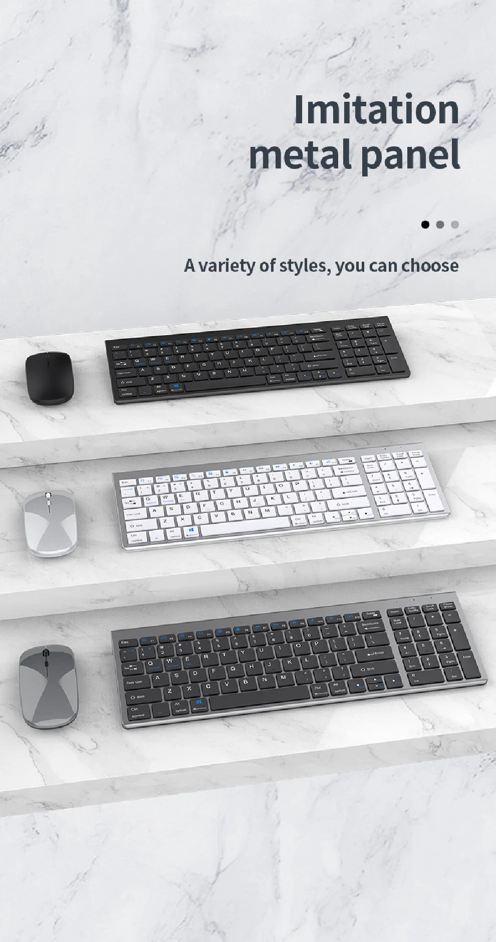 Gray Bluetooth 5.0 & 2.4G Wireless Keyboard & Mouse Combo – Rechargeable, Full-Size