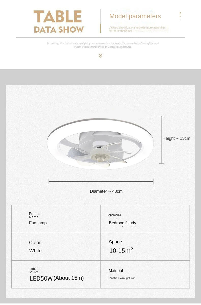Modern LED Ceiling Fan Light – Remote Control, Smart Home Ready