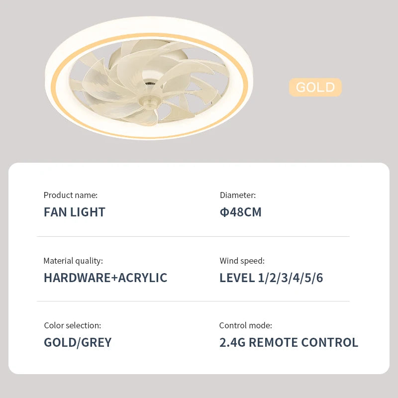 Modern LED Ceiling Fan Light – Remote Control, Smart Home Ready