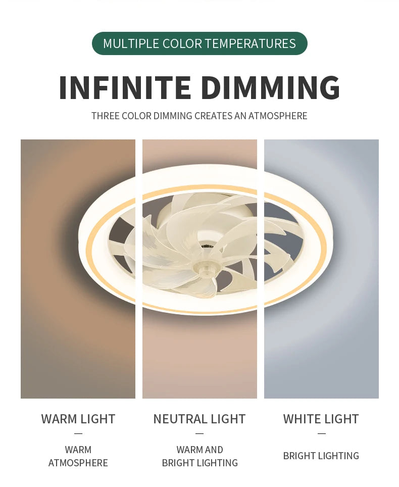 Modern LED Ceiling Fan Light – Remote Control, Smart Home Ready