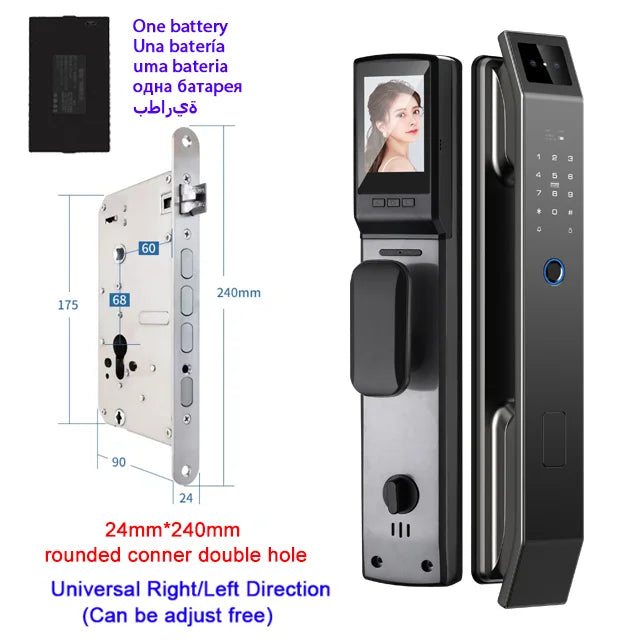 3D Face Recognition Smart Door Lock – Camera, Fingerprint & Keyless Entry