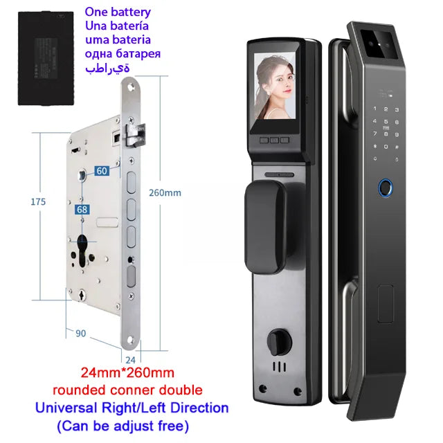3D Face Recognition Smart Door Lock – Camera, Fingerprint & Keyless Entry