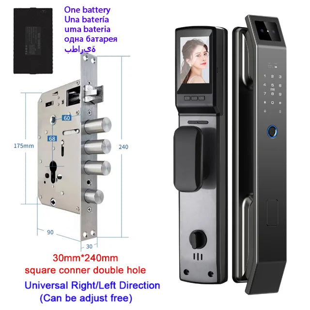 3D Face Recognition Smart Door Lock – Camera, Fingerprint & Keyless Entry
