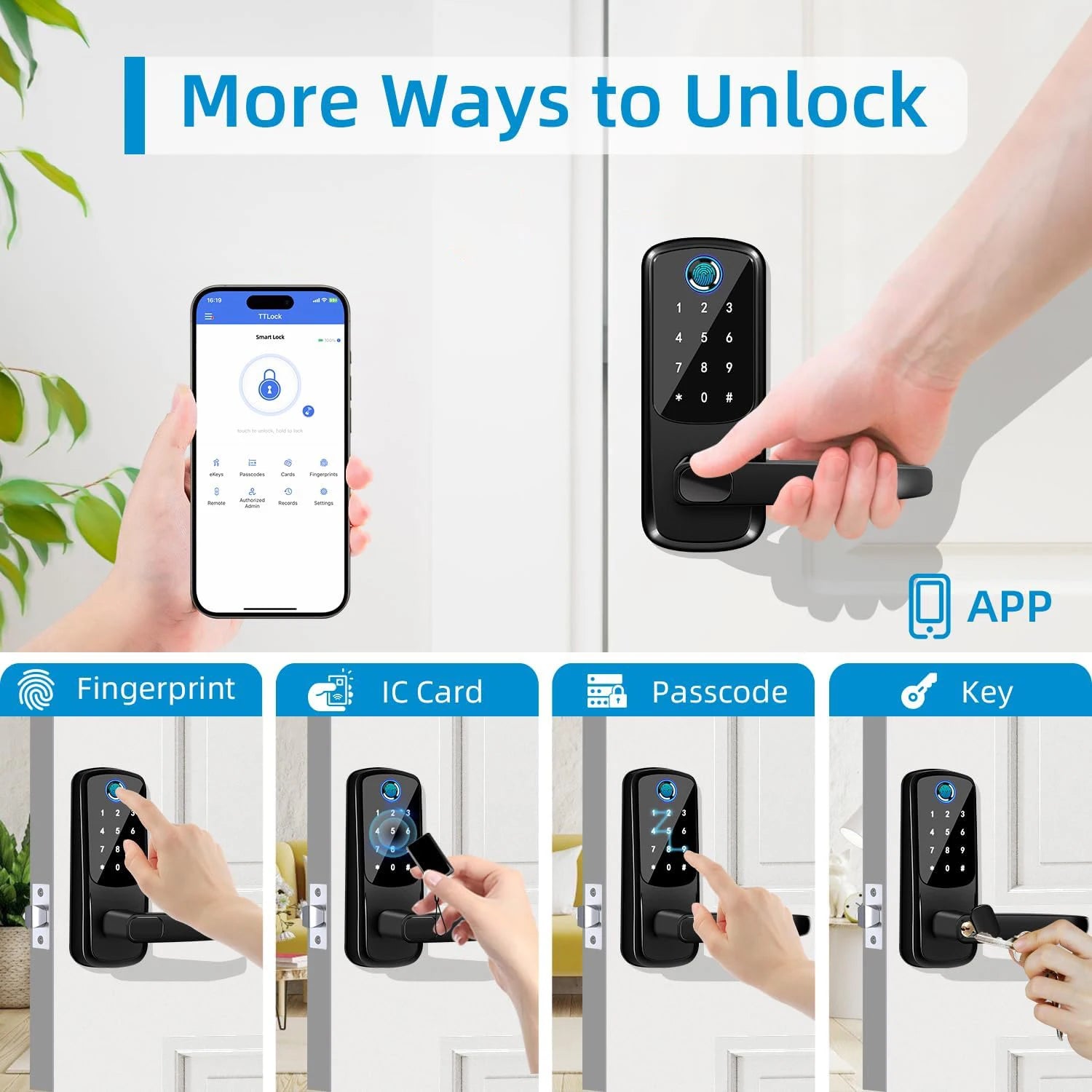 CIEPOJIT 5-in-1 Smart Door Lock with Handle