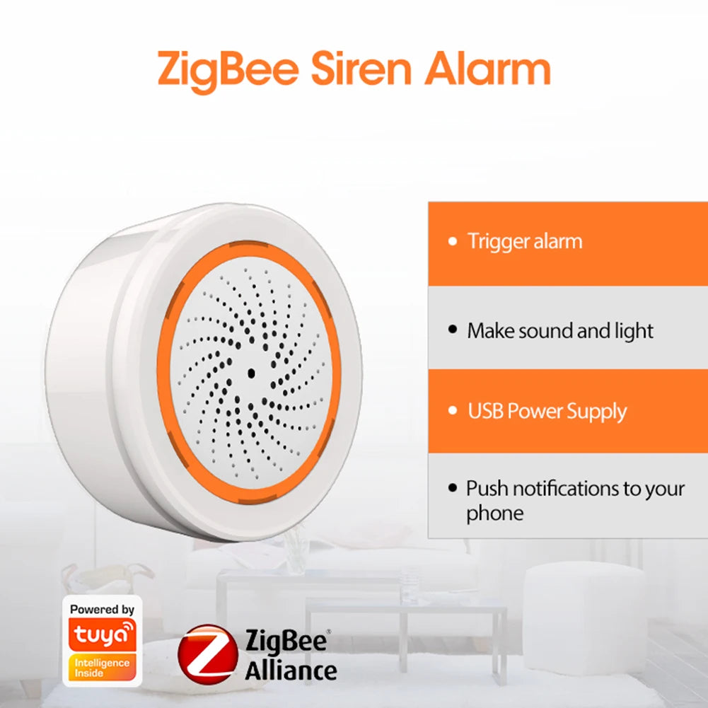 Tuya Zigbee USB Smart Alarm Siren – 90dB Security