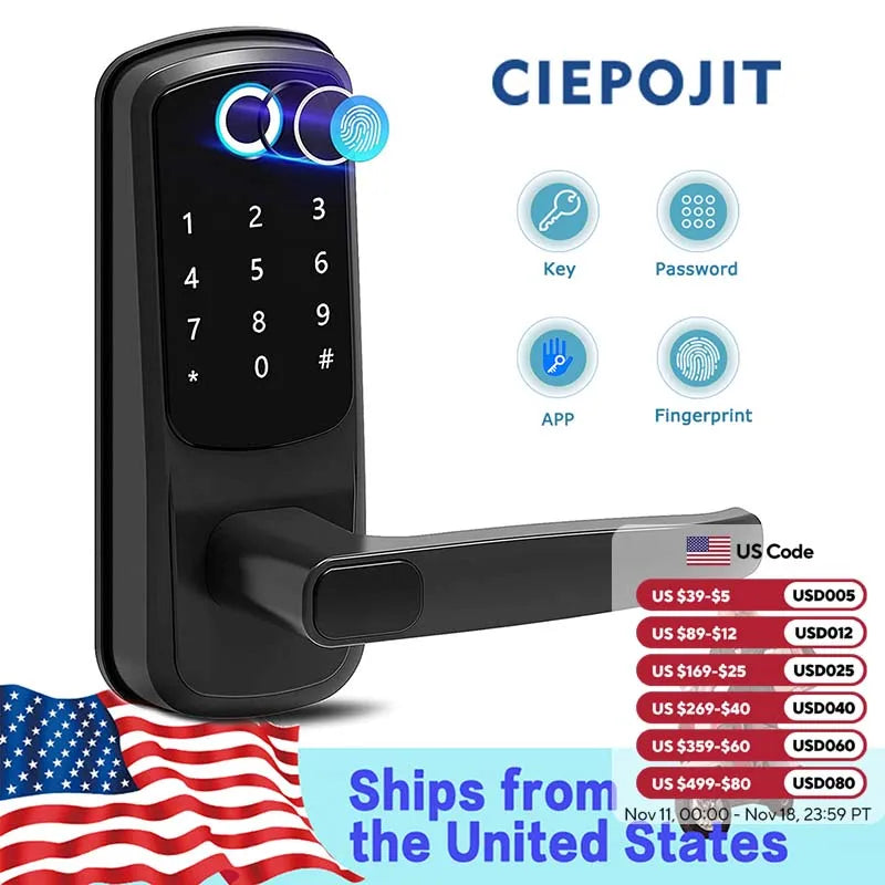 CIEPOJIT 5-in-1 Smart Door Lock with Handle