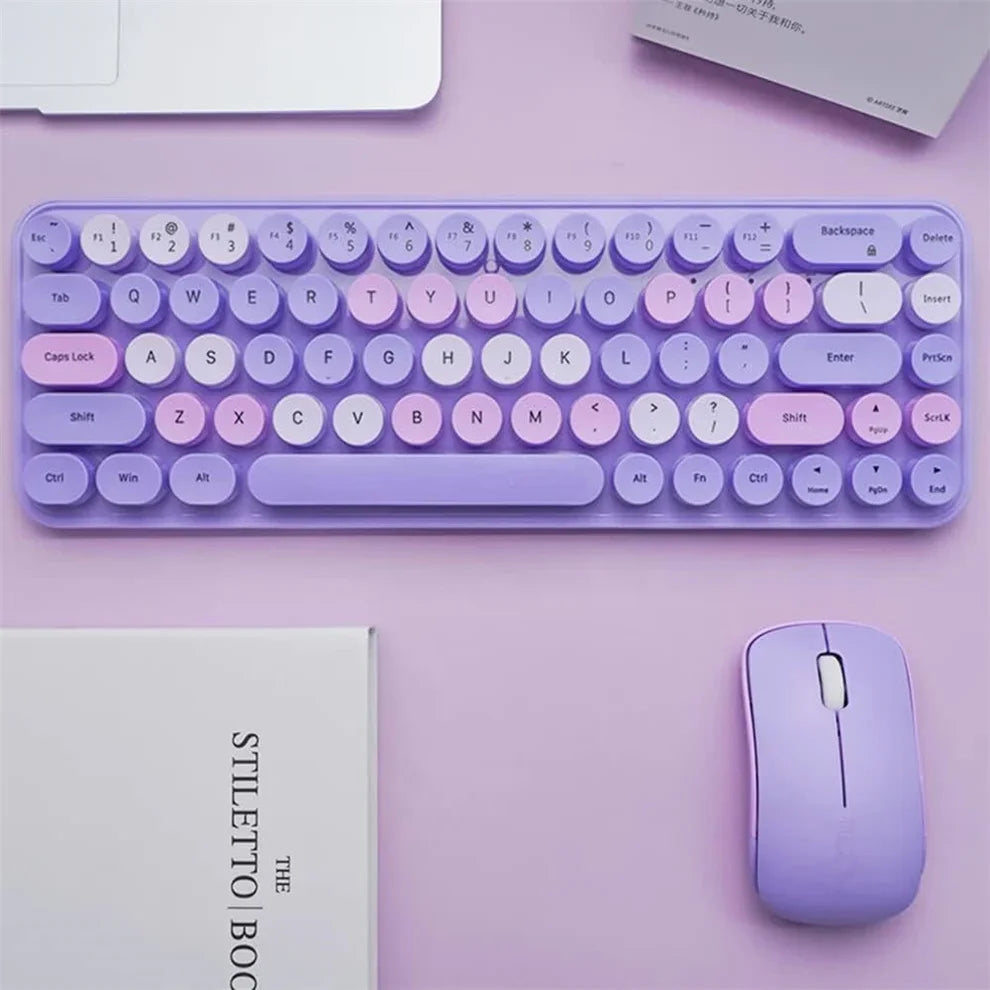 Gray Bluetooth 5.0 & 2.4G Wireless Keyboard & Mouse Combo – Rechargeable, Full-Size