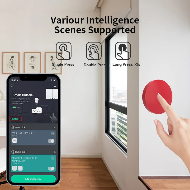 Tuya Zigbee Smart Wireless Button – Scene Control & Voice Assistant Support