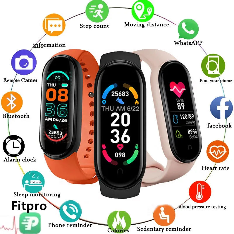 M6 Fitness Smartwatch with Heart & BP Monitor