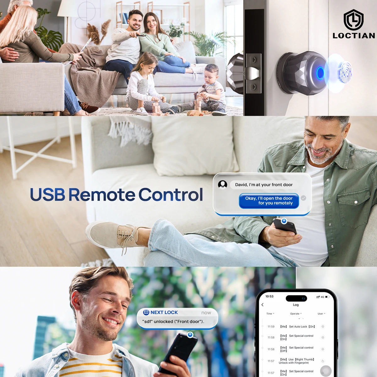 SF0803 3-in-1 Smart Door Knob – Fingerprint & App Control