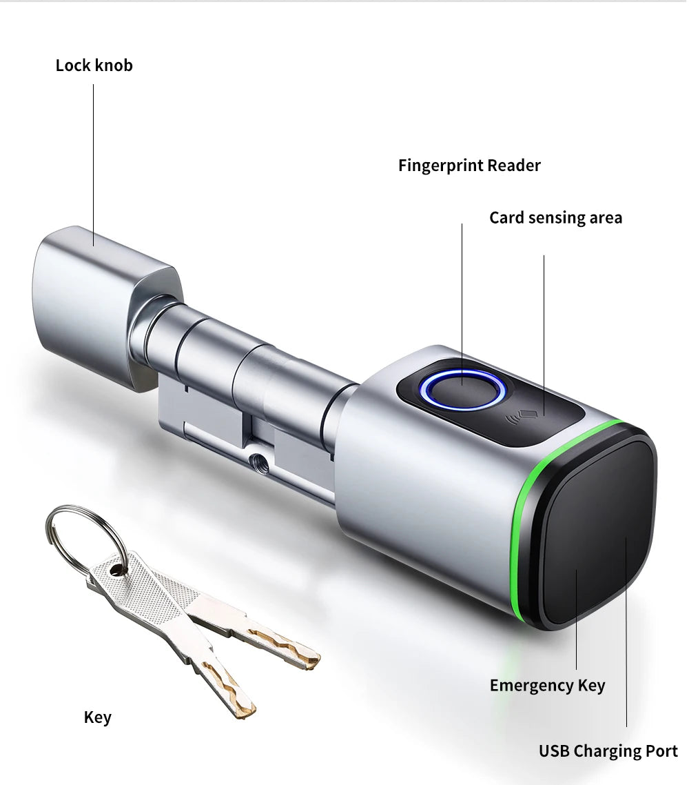 Tuya Smart Cylinder Lock – Bluetooth, Fingerprint & IC Card