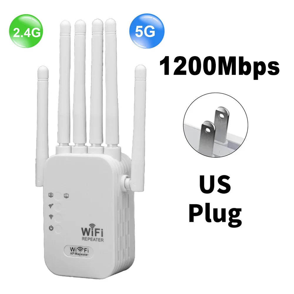 1200Mbps Dual-Band WiFi Repeater – Signal Booster & Range Extender