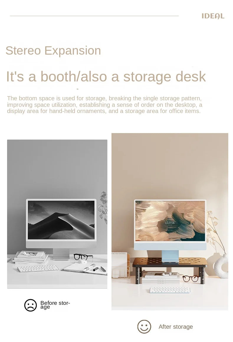 Adjustable Monitor Stand with Storage