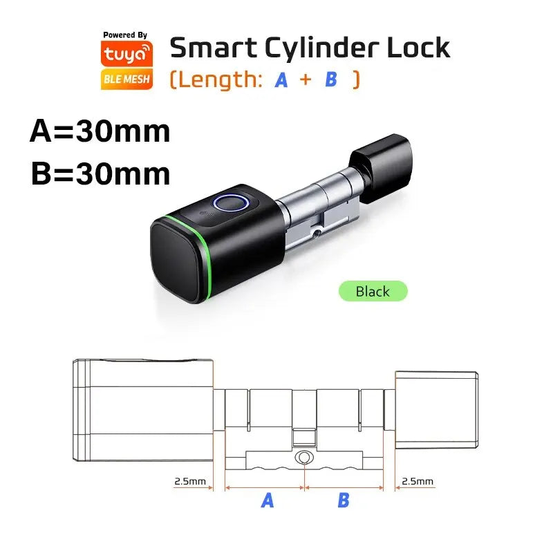 Tuya Smart Cylinder Lock – Bluetooth, Fingerprint & IC Card