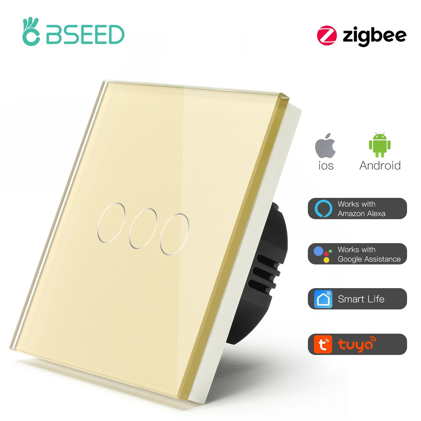BSEED Zigbee Touch Smart Light Switches 1-3 Gang
