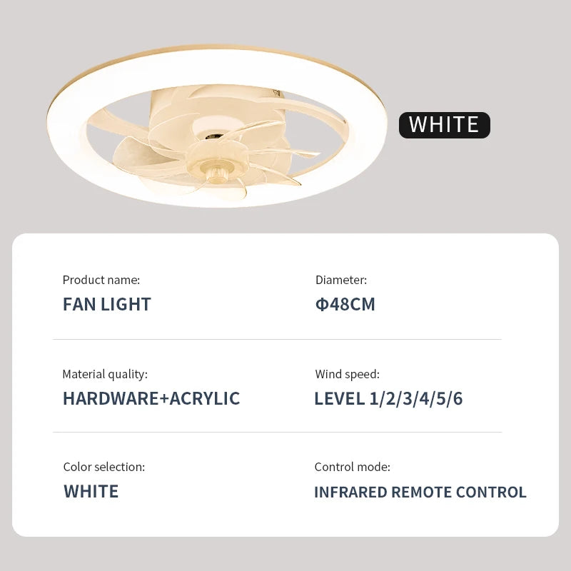 Modern LED Ceiling Fan Light – Remote Control, Smart Home Ready