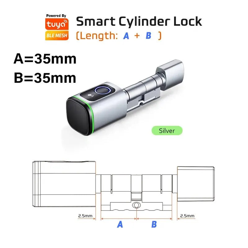 Tuya Smart Cylinder Lock – Bluetooth, Fingerprint & IC Card