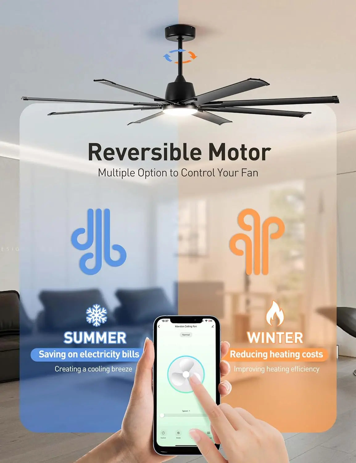 72-Inch Industrial Ceiling Fan with Light