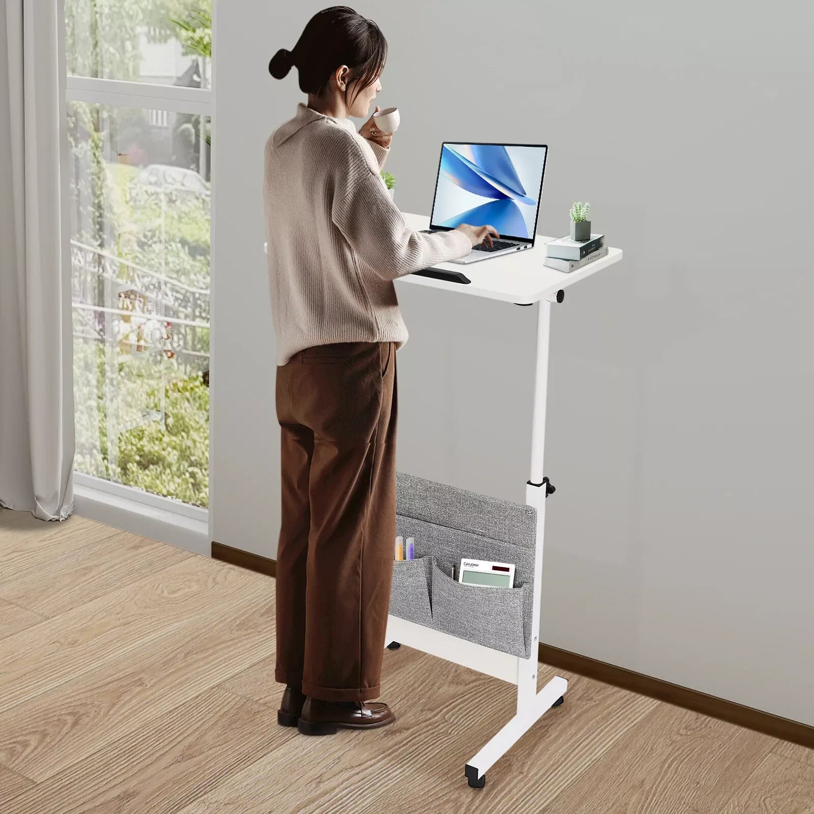 Rolling Laptop Desk with Adjustable Height