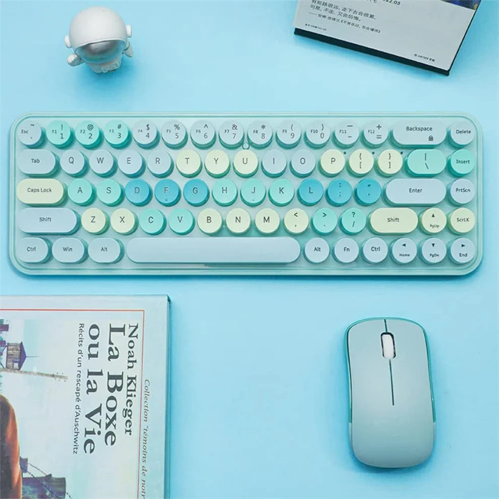 Gray Bluetooth 5.0 & 2.4G Wireless Keyboard & Mouse Combo – Rechargeable, Full-Size