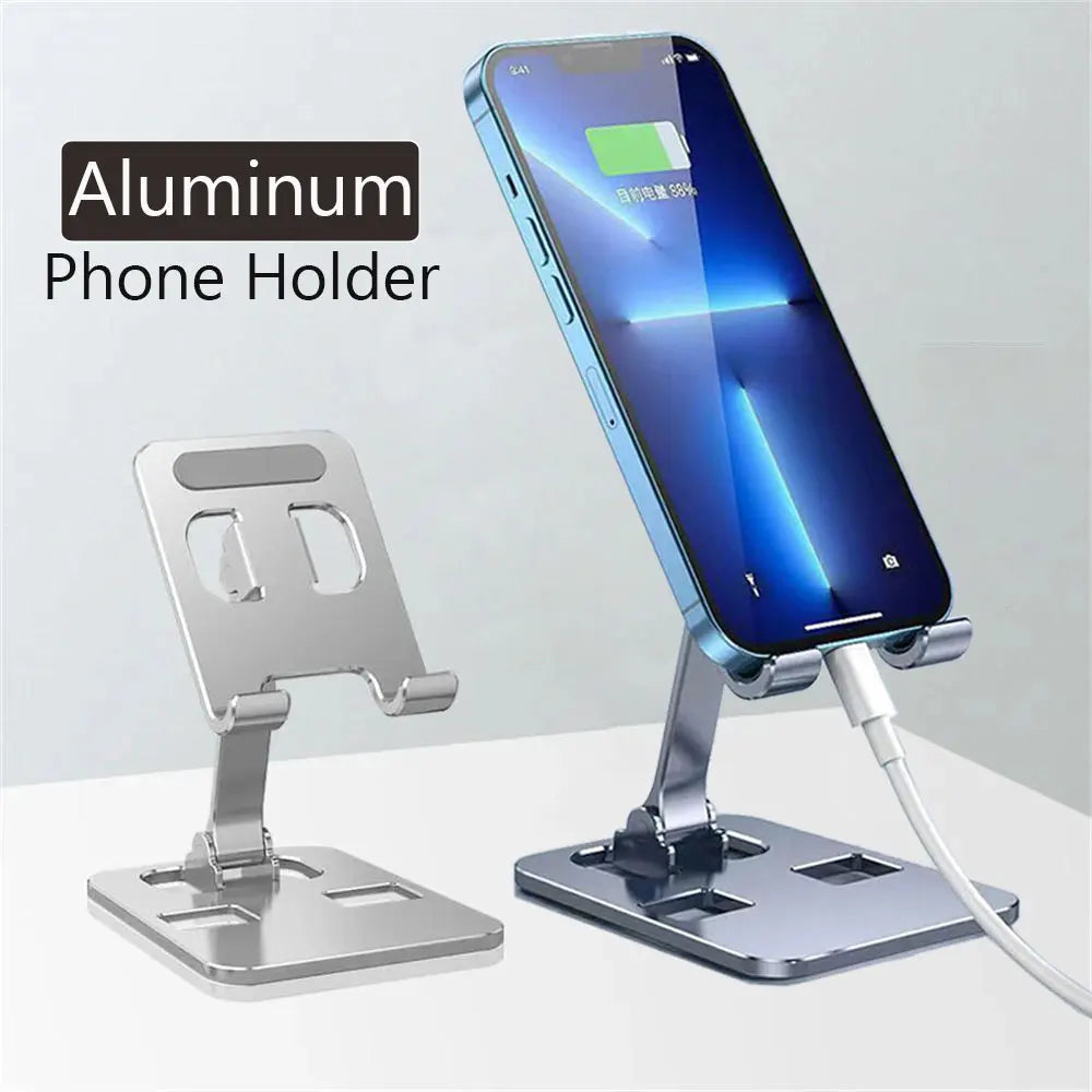 Universal Foldable Aluminum Desk Phone & Tablet Stand – Adjustable Metal Holder