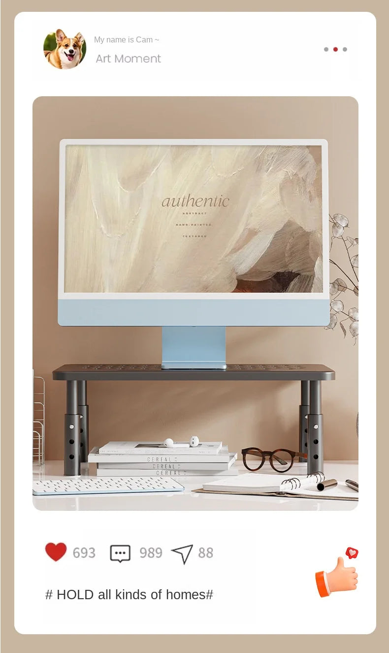 Adjustable Monitor Stand with Storage