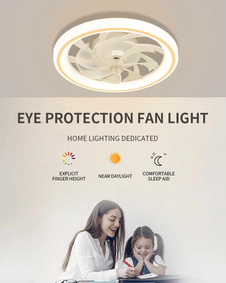 Modern LED Ceiling Fan Light – Remote Control, Smart Home Ready