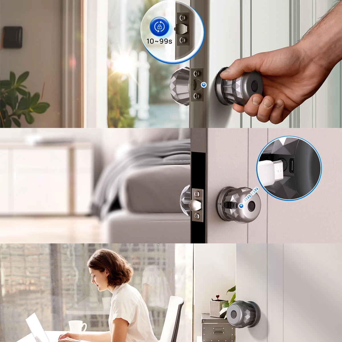 SF0803 3-in-1 Smart Door Knob – Fingerprint & App Control