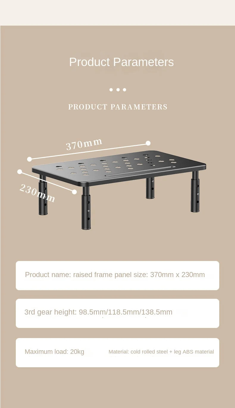 Adjustable Monitor Stand with Storage