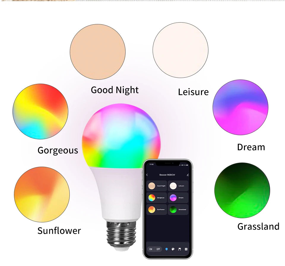Tuya Smart RGB LED Bulb – E27, App & Voice Control