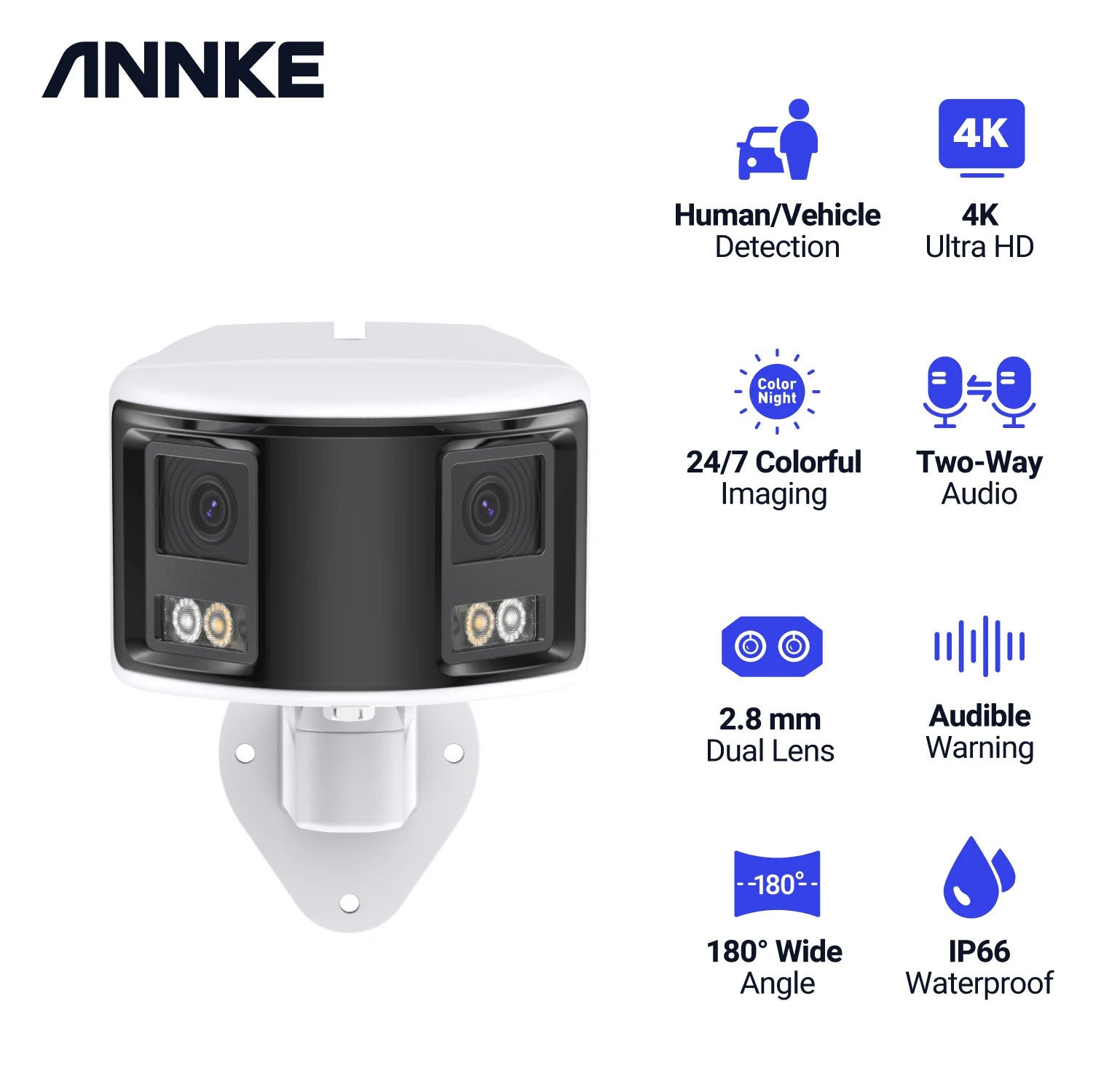 ANNKE 8MP DUO POE 180° AI Security Camera
