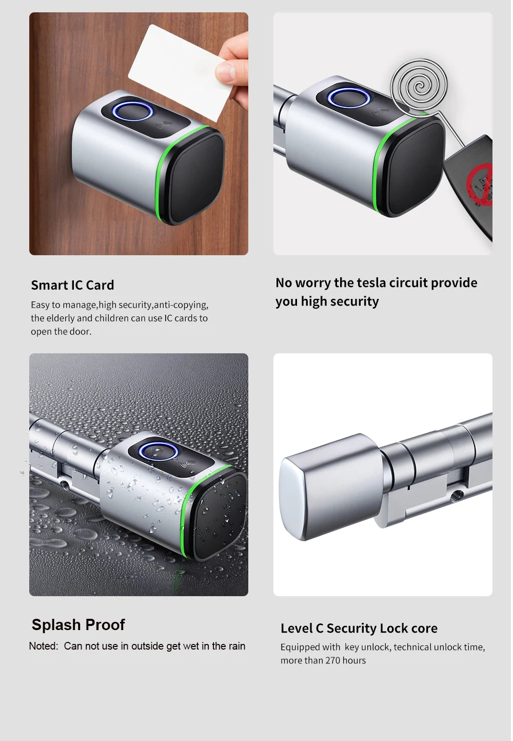 Tuya Smart Cylinder Lock – Bluetooth, Fingerprint & IC Card