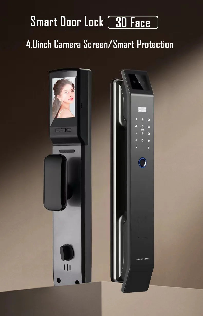 3D Face Recognition Smart Door Lock – Camera, Fingerprint & Keyless Entry