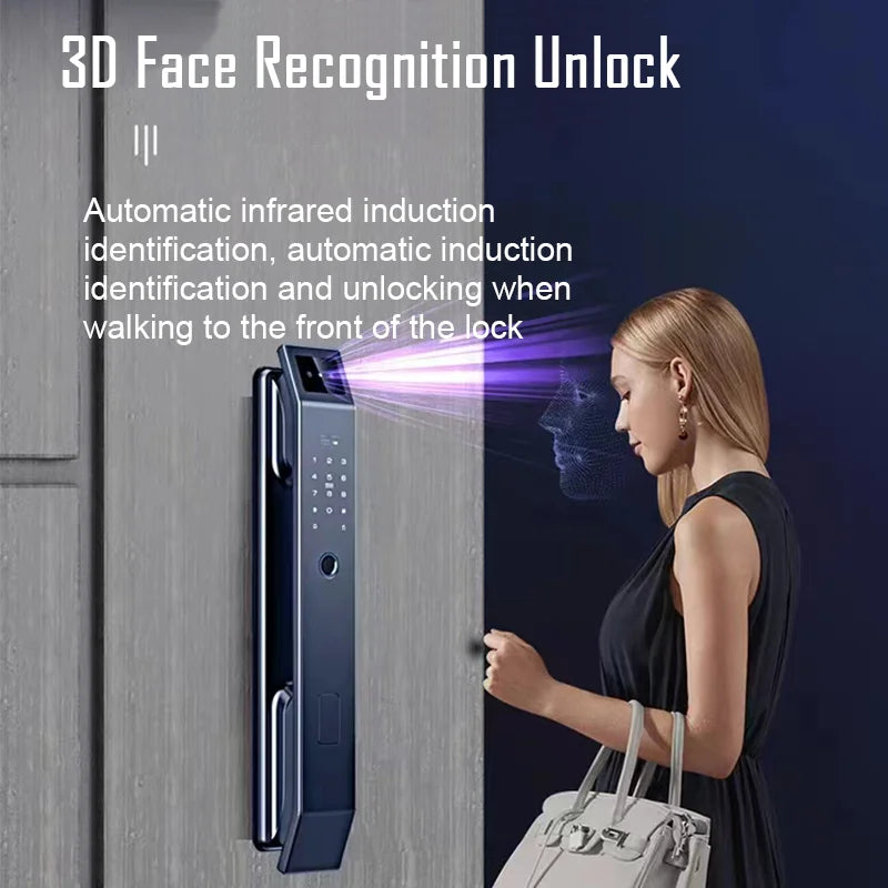3D Face Recognition Smart Door Lock – Camera, Fingerprint & Keyless Entry