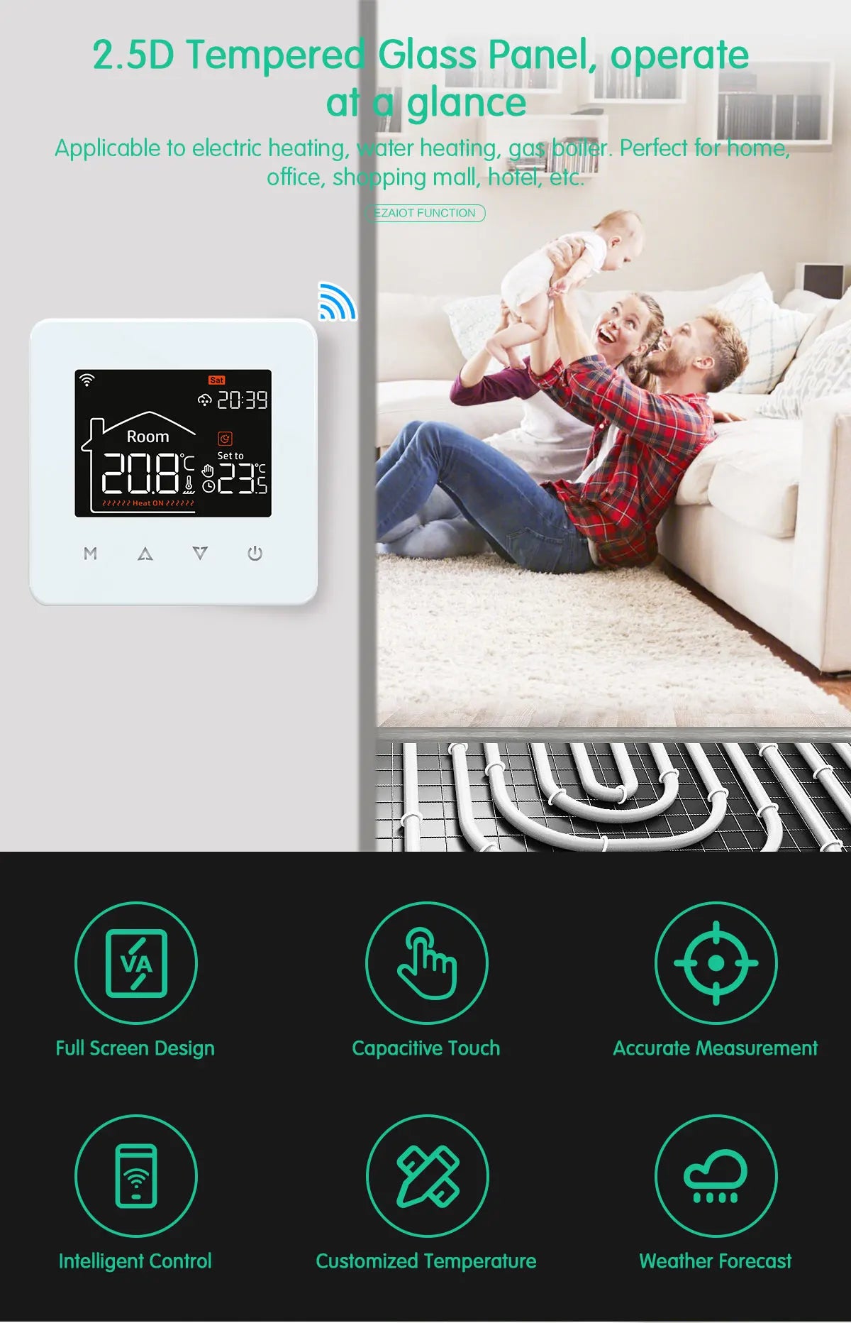 Tuya Smart WiFi Thermostat – Floor Heating & Gas Boiler Compatible