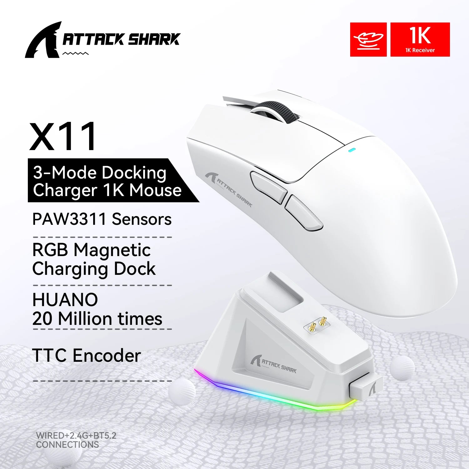 Attack Shark X11 PAW3311 Wireless Gaming Mouse