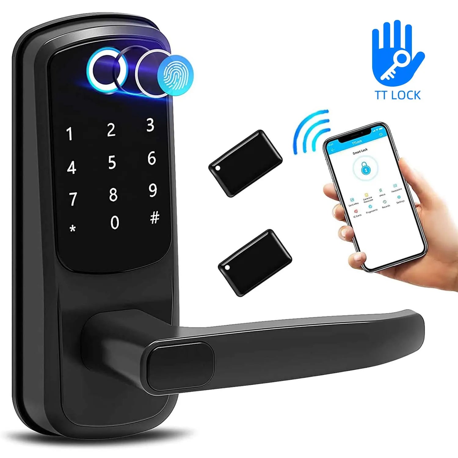 CIEPOJIT 5-in-1 Smart Door Lock with Handle