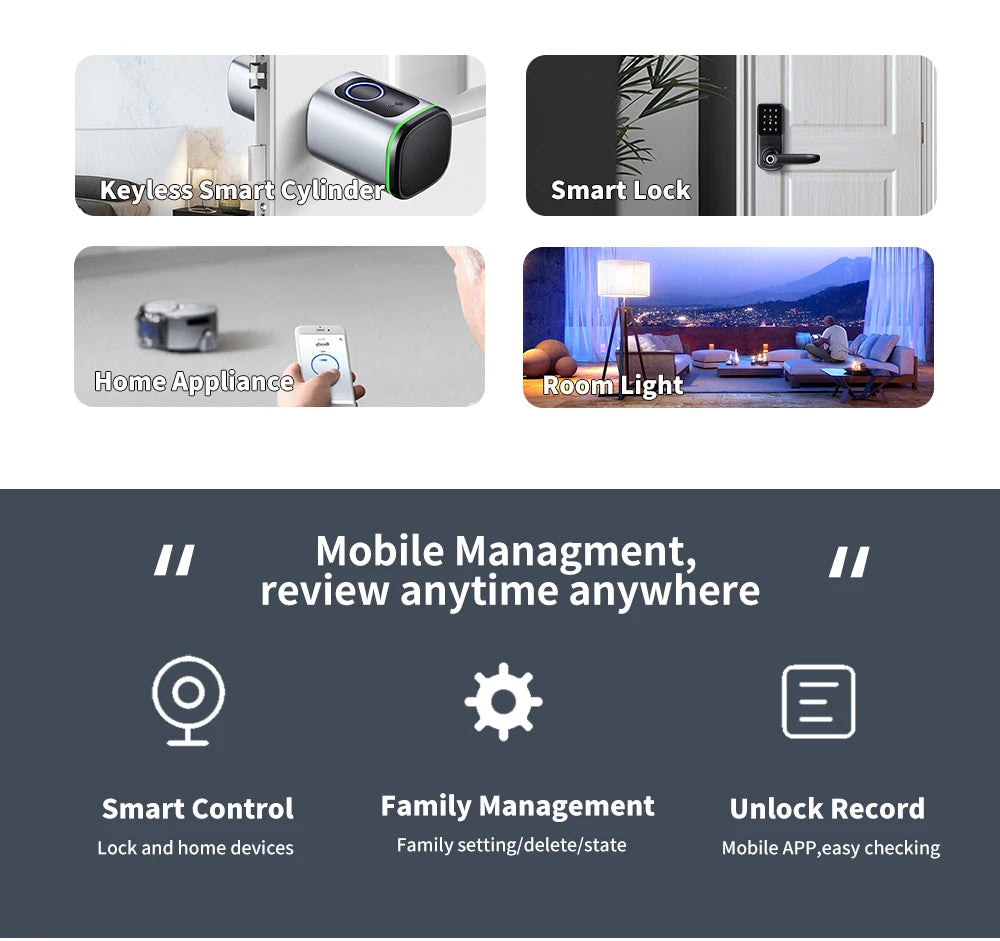 Tuya Smart Cylinder Lock – Bluetooth, Fingerprint & IC Card